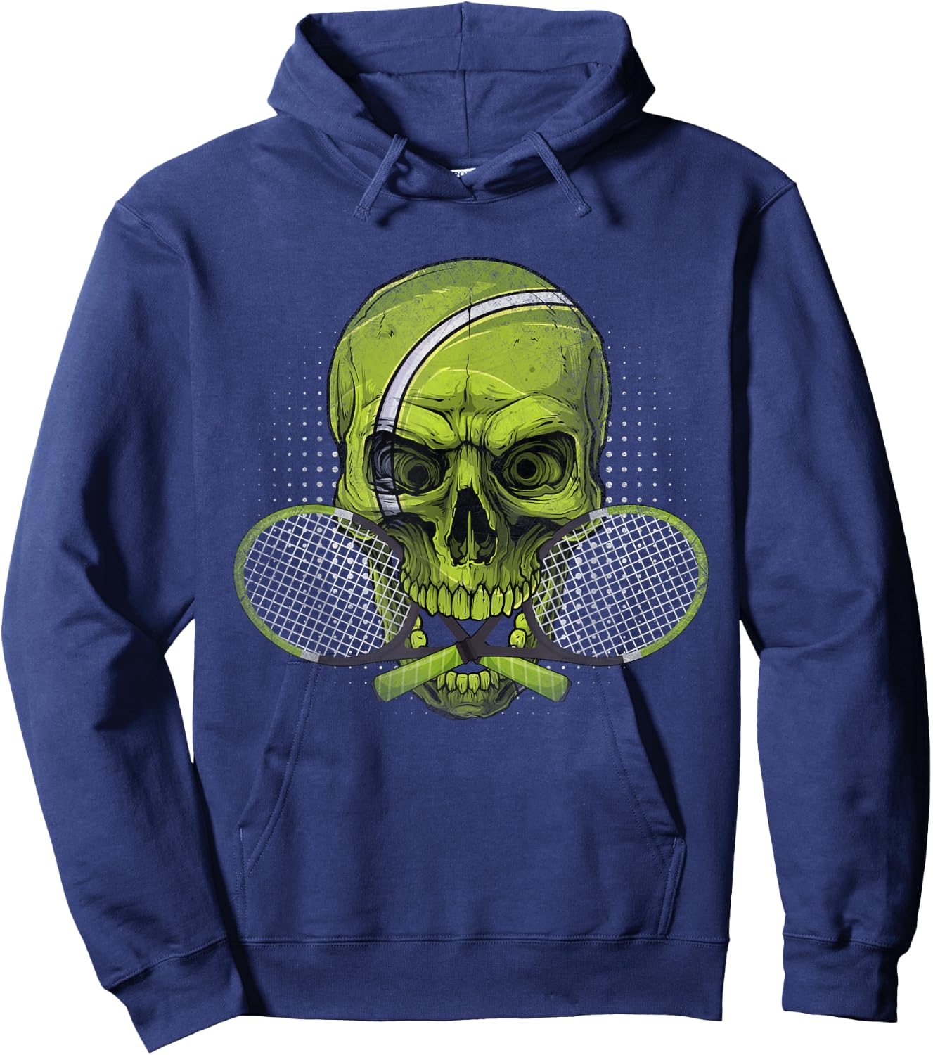 Skeleton Head Skull Tennis Ball & Rackets Happy Halloween Hoodie - Hoodie | Navy