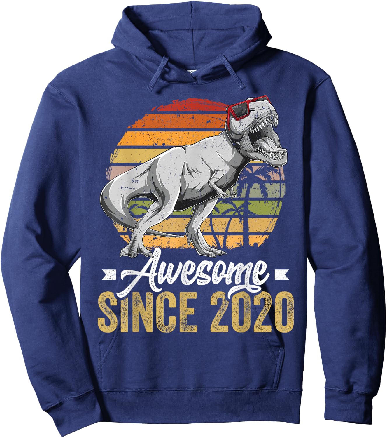 Awesome Since 2020 5 Years Old 5th Birthday Trex Dinosaur Hoodie - Hoodie | Navy