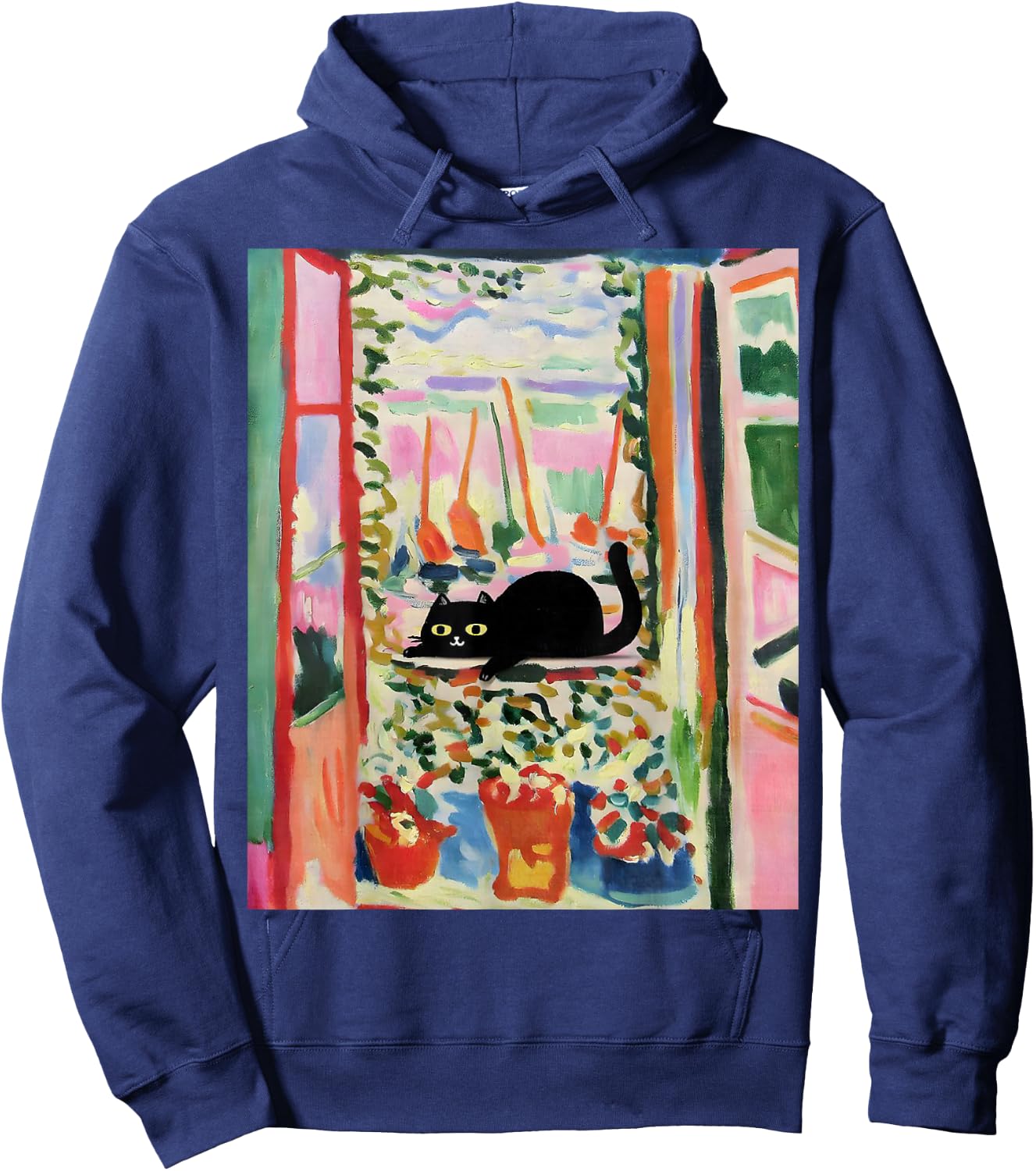 Matisse Open Window Cat Black cat Hoodie - Hoodie | Navy