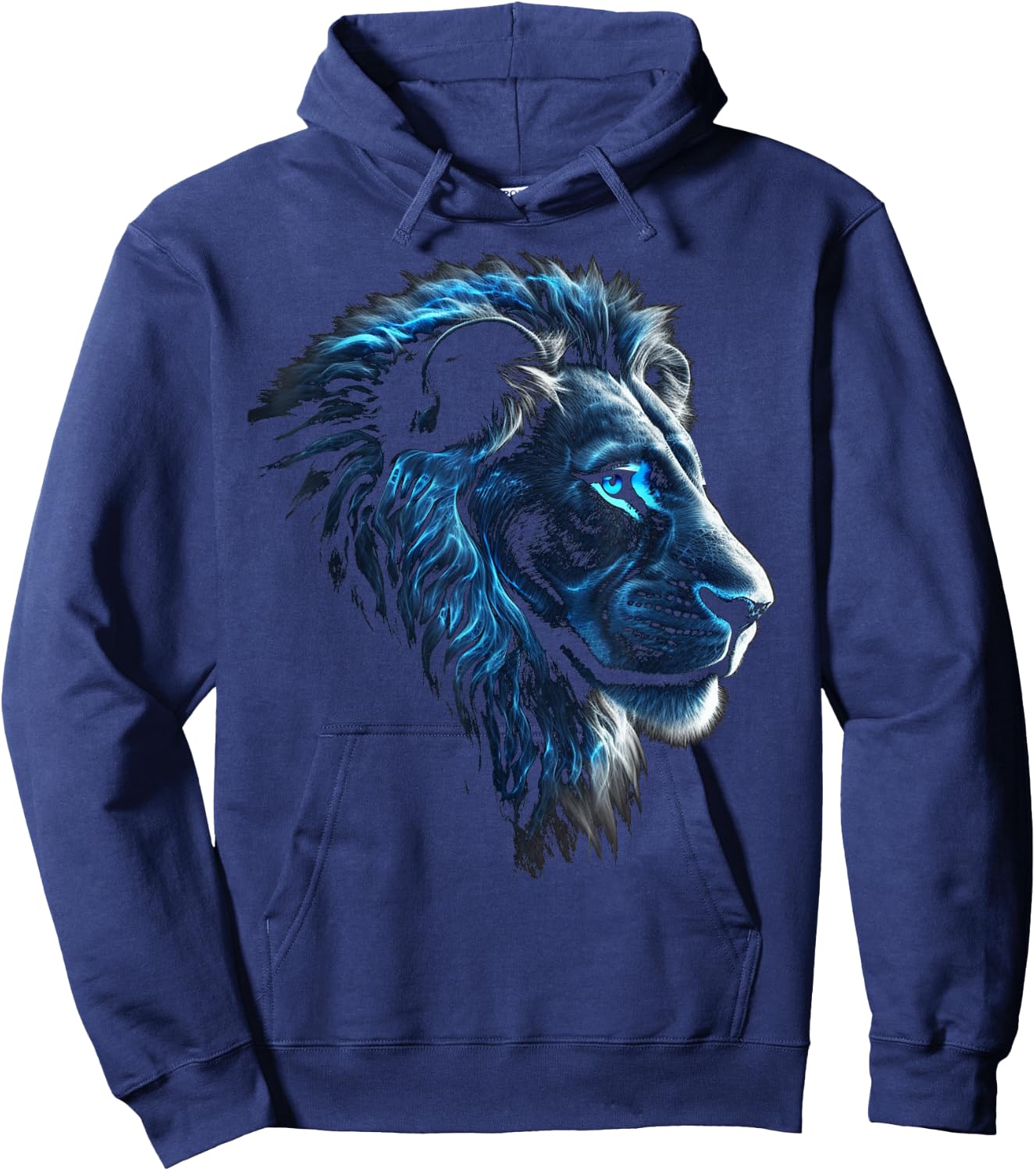 Lion Artwork, Blue Eyes, Animal Motif, Art Lion Hoodie - Hoodie | Navy