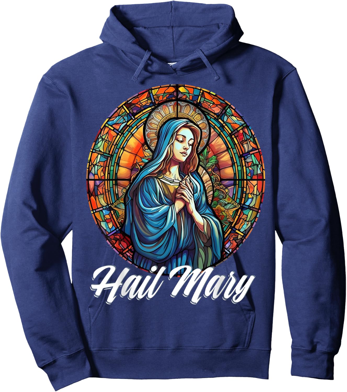 Hail Mary Our Lady Blessed Mother Rosary Catholic Hoodie - Hoodie | Navy