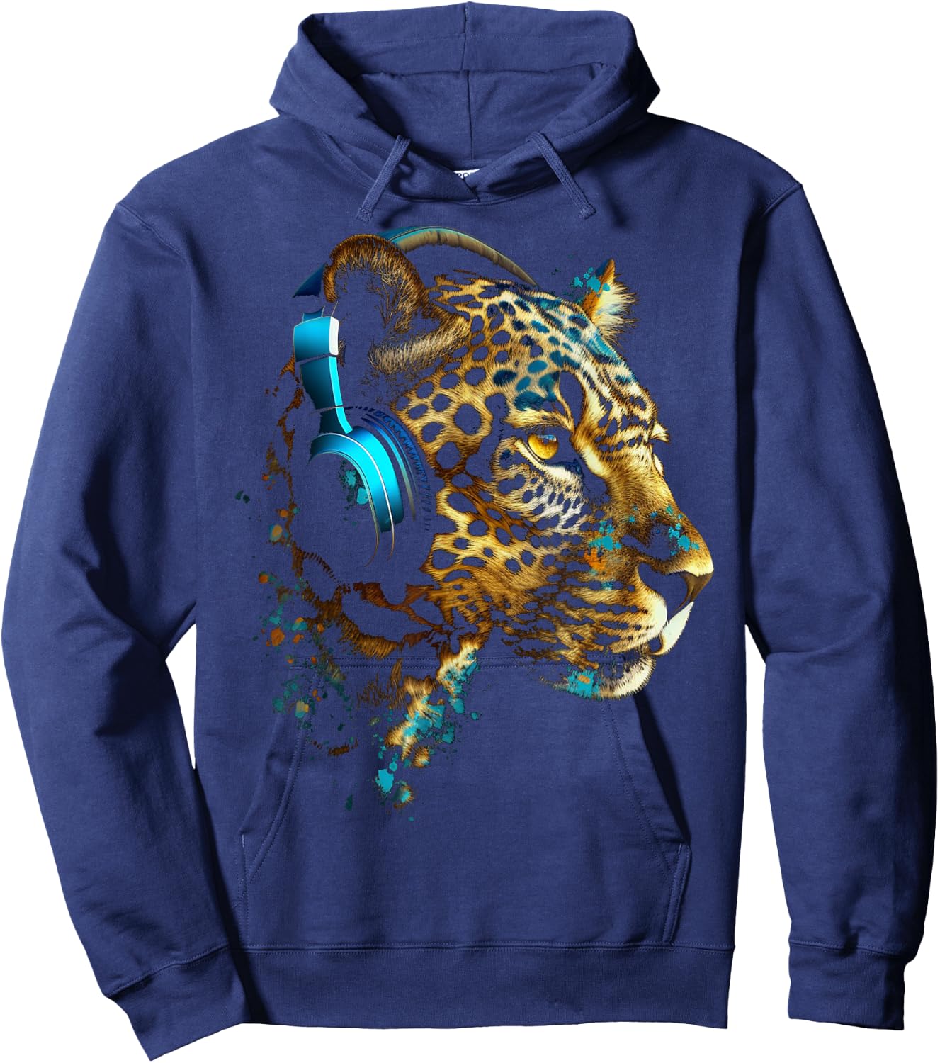 Leopard Music - Animal Lovers Art Headphones Animal Leopard Hoodie - Hoodie | Navy