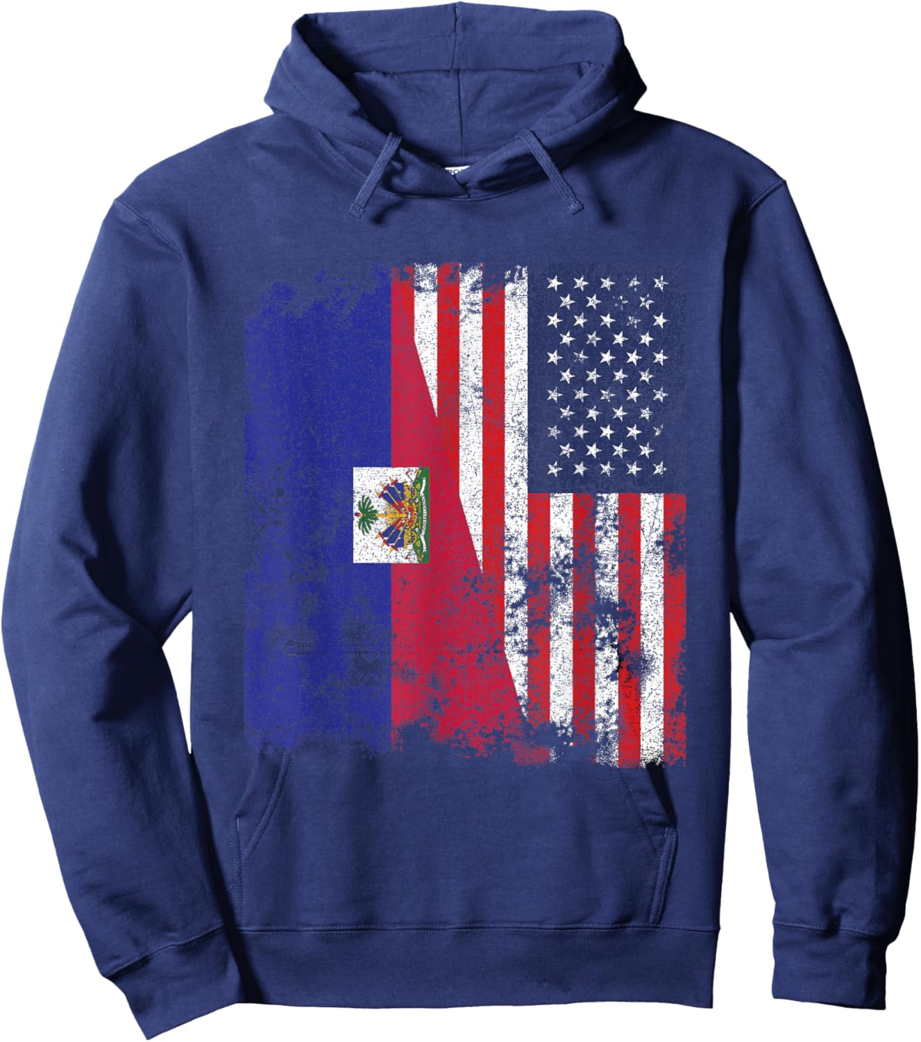 Haiti USA Flag Distressed - Half American Kids Men Hoodie - Hoodie | Navy