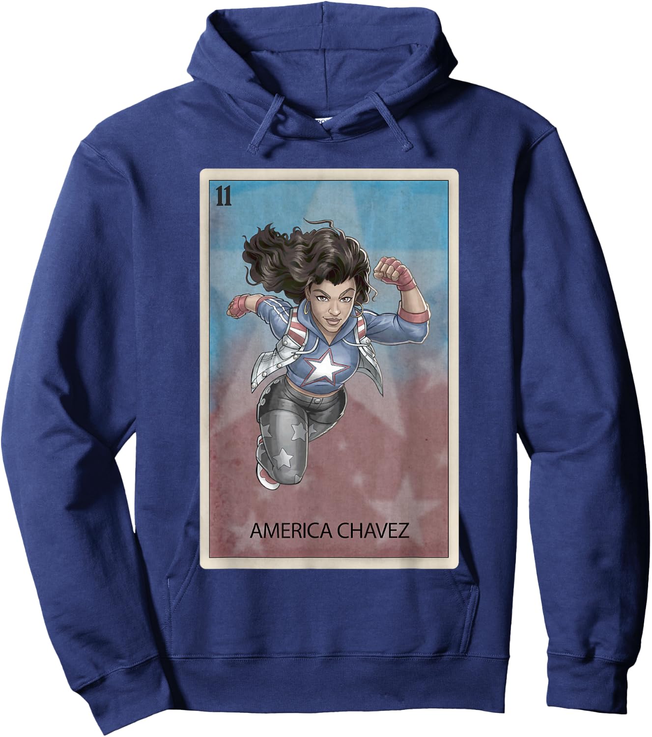 Marvel Comics Retro Classic America Chavez Playing Card Hoodie - Hoodie | Navy