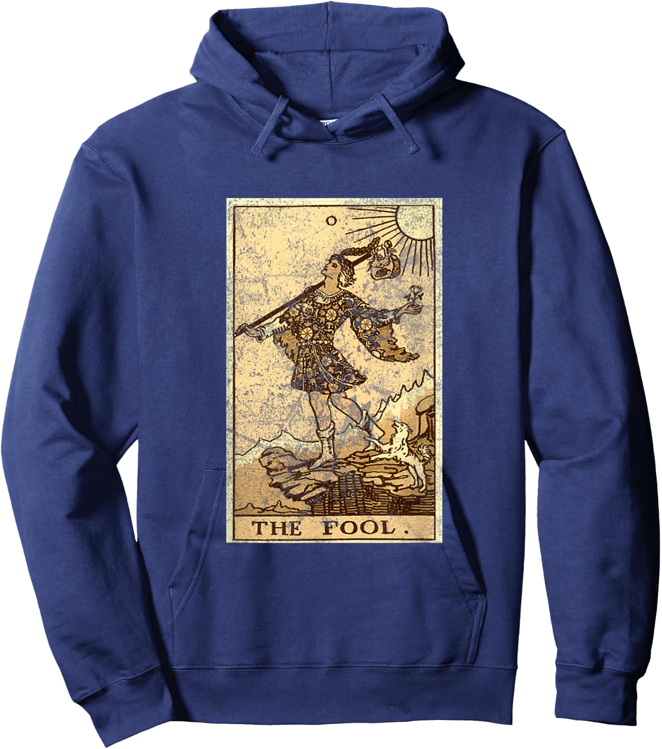 The Cartomancy And Divination Co. Fool Tarot Card Cartomancy Divination - Black, -Adults, Small, Short Sleeve, Classic Fit, Halloween Tarot Hoodie - Hoodie | Navy