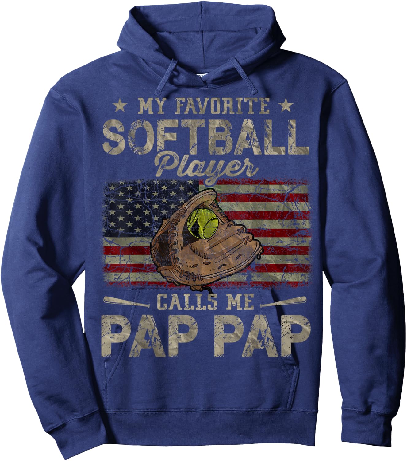 My Favorite Softball Player Calls Me Pap Pap Father's Day Hoodie - Hoodie | Navy