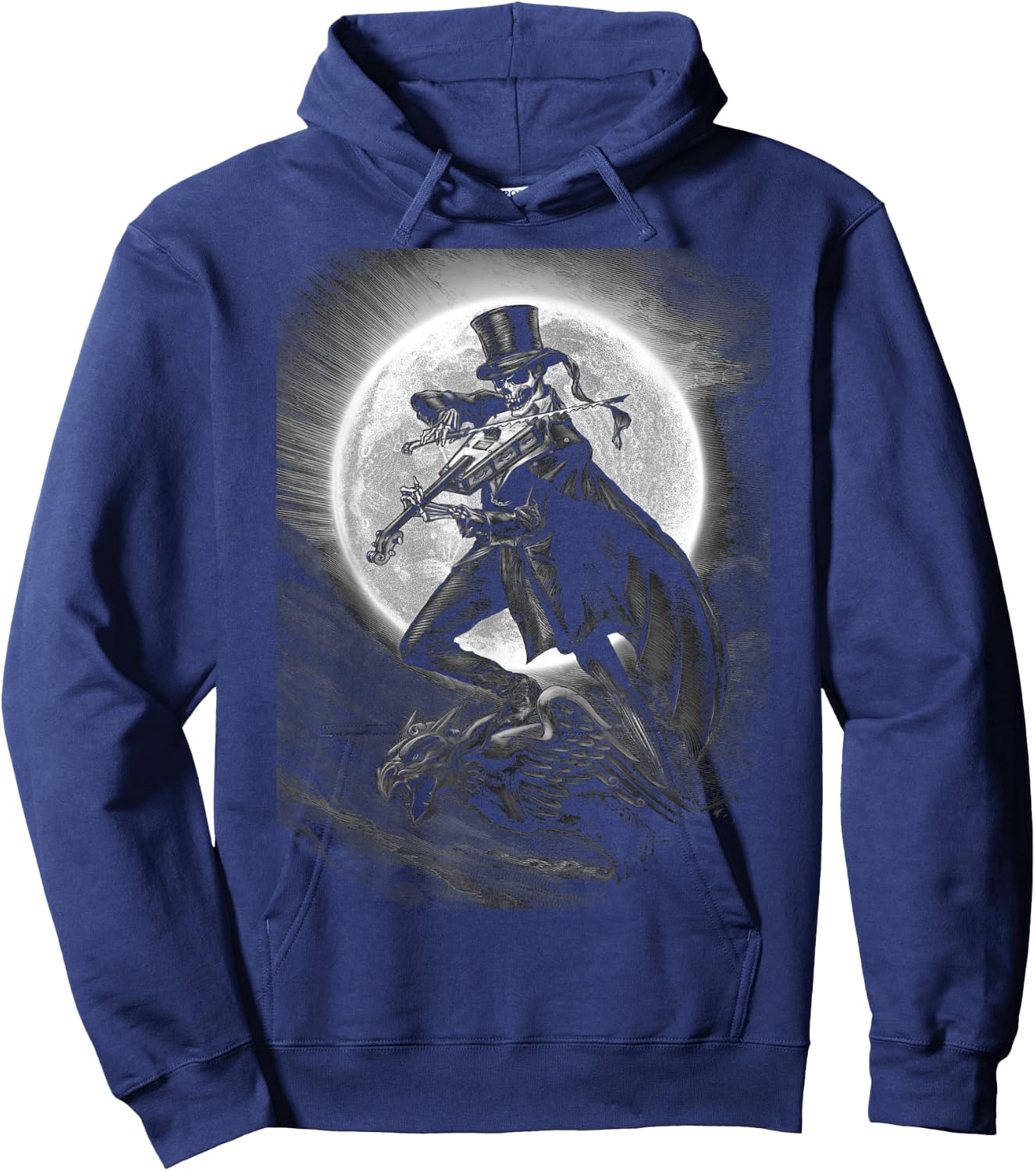 Halloween Skeleton Playing Violin - Rock And Roll Band Hoodie - Hoodie | Navy