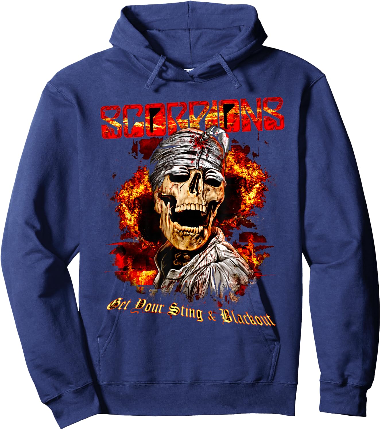 Official Scorpions Blackout Skull Hoodie - Hoodie | Navy