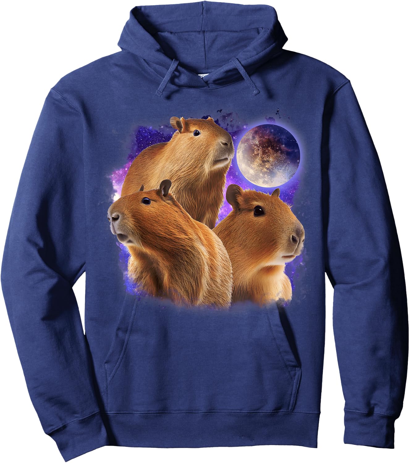 Full Moon Three Capybara Funny 3 Rodent Galaxy Capybaras Hoodie - Hoodie | Navy