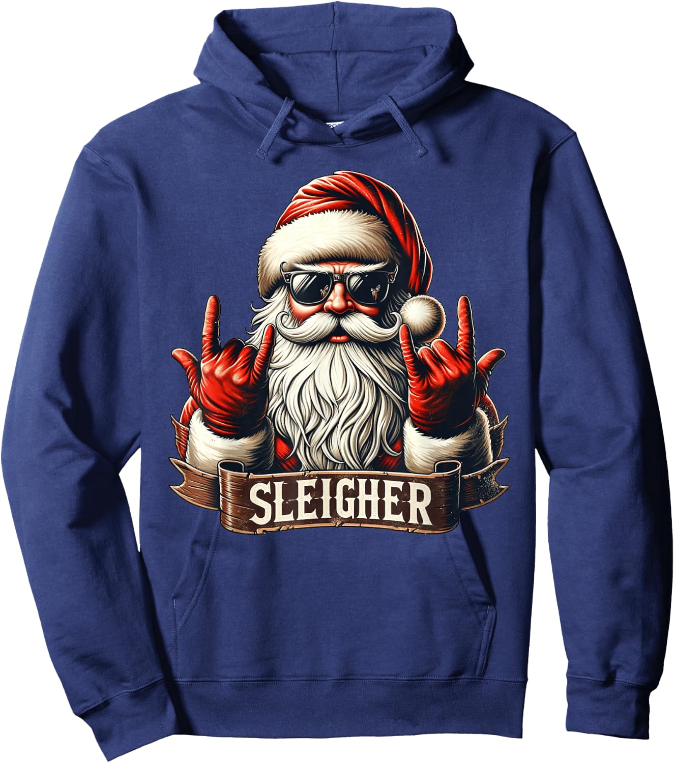 Sleigher Hail Santa Claus Christmas Rock Music Men Women Hoodie - Hoodie | Navy