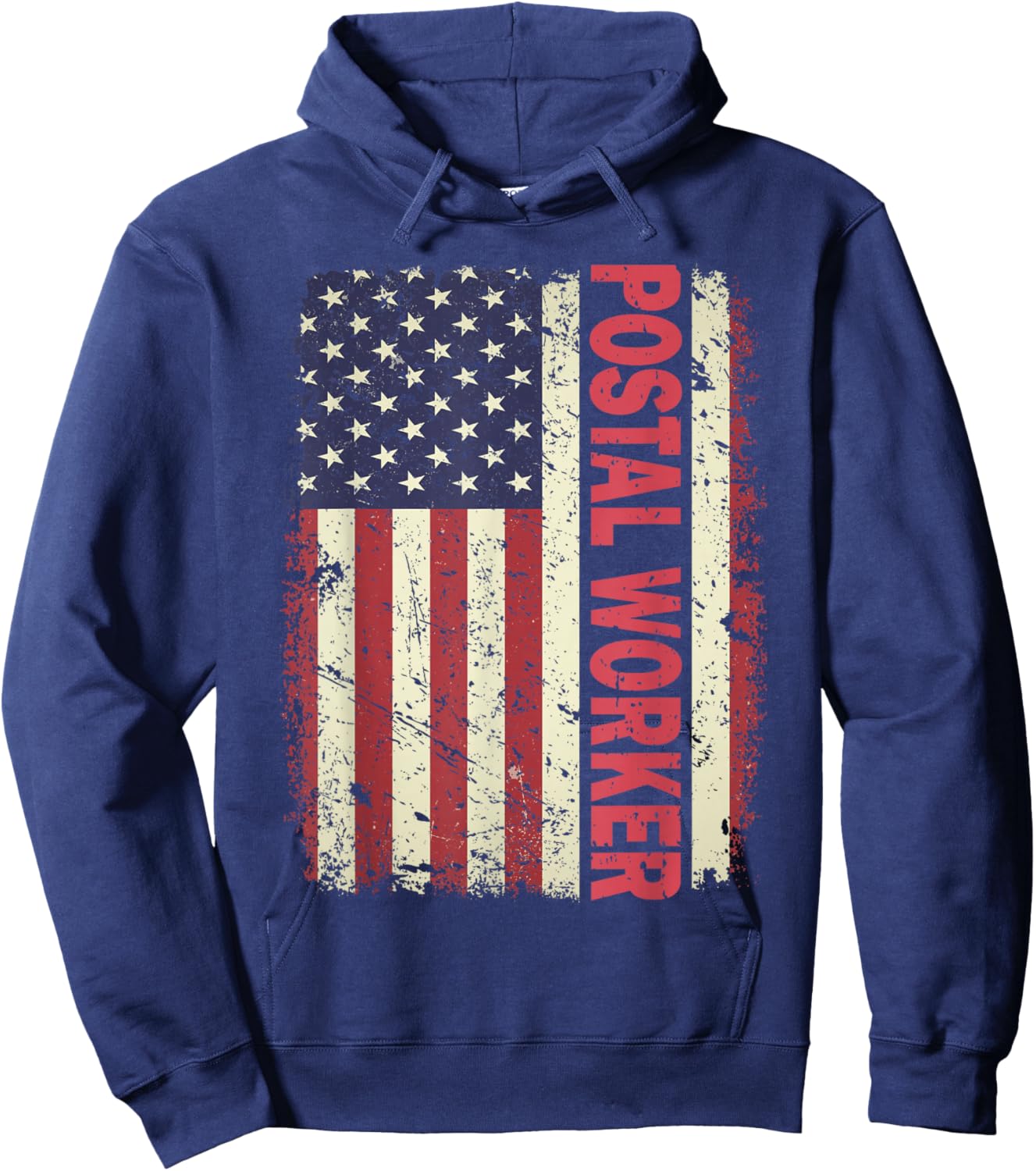 Patriotic Postal Worker Vintage USA American Flag US Postal Hoodie - Hoodie | Navy