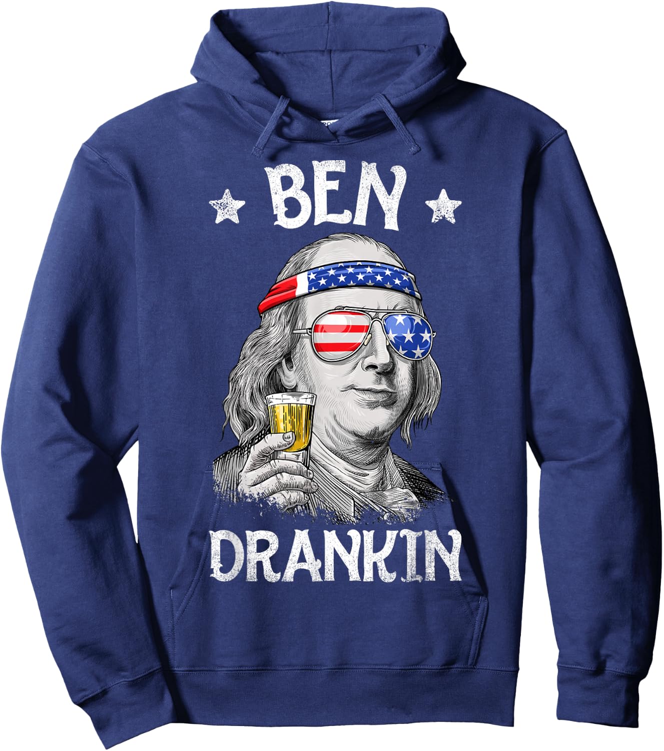 Ben Drankin 4th July Benjamin Franklin Men American Hoodie - Hoodie | Navy
