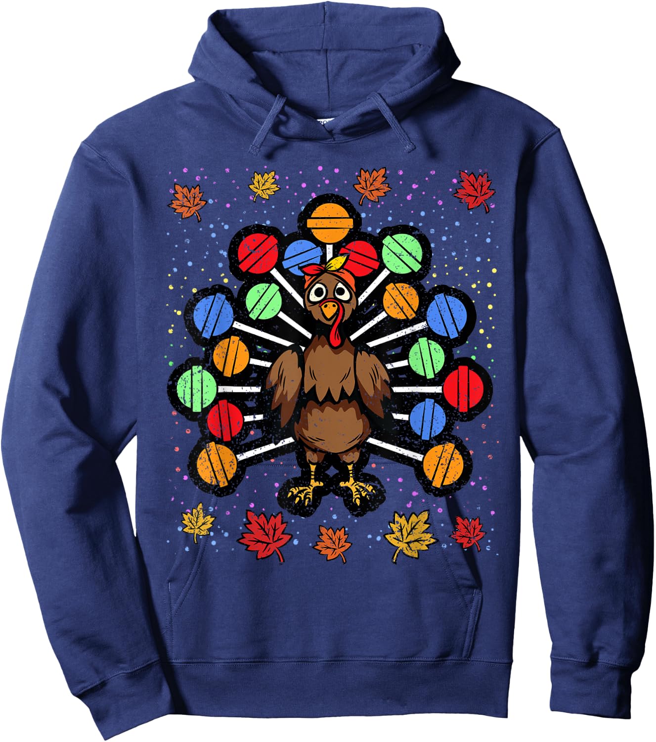 Turkey Lollipop Thanksgiving Day Funny Candy Boys Girls Kids Hoodie - Hoodie | Navy
