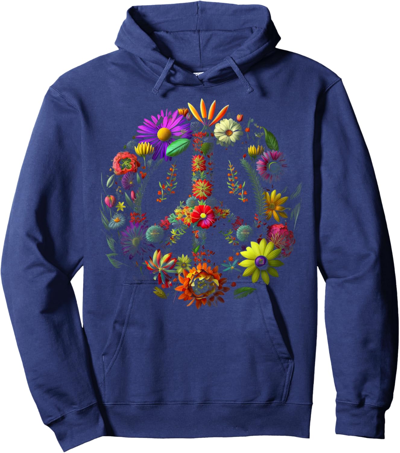 Peace hand tie sign of freedom hippie flower child Hoodie - Hoodie | Navy