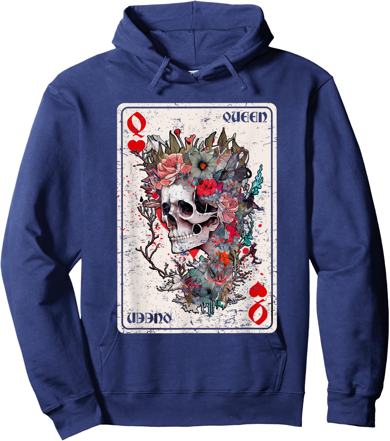 Queen of Hearts Card Game Horror Heart Queen Gothic Hoodie - Hoodie | Navy