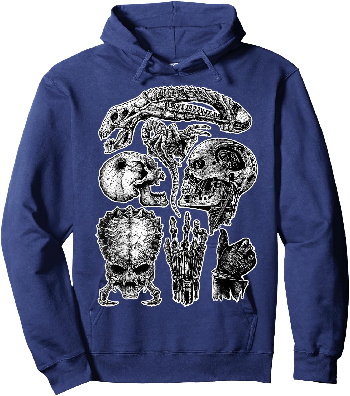 Monster's Skulls Gore Dark Spooky Skulls Horror Halloween Hoodie - Hoodie | Navy