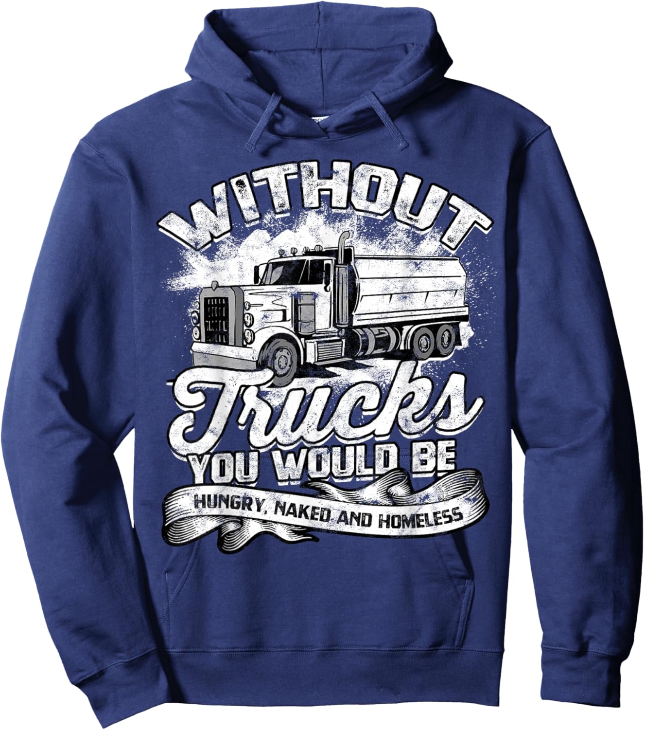 Truck Driver Design Dad Big Rig Semi-Trailer Truckin Hoodie - Hoodie | Navy