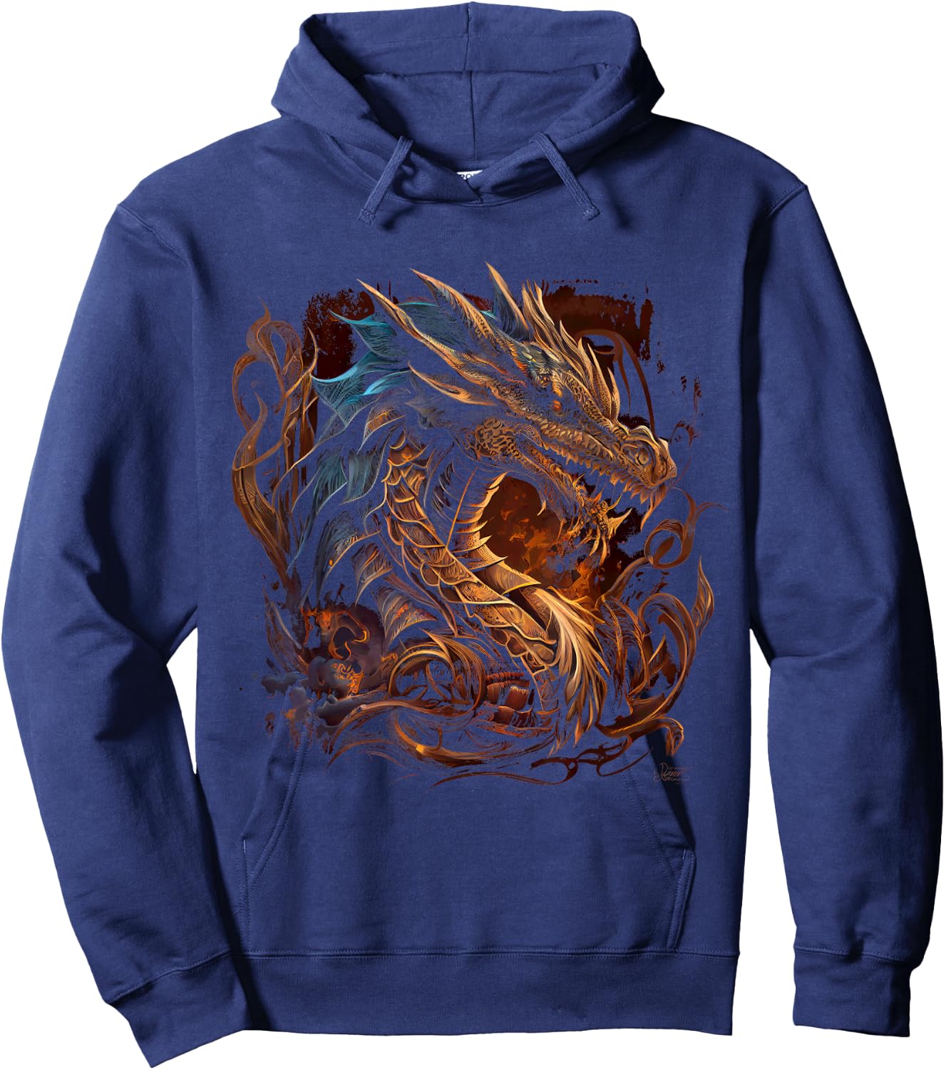 Beautiful Vintage Dragon Lover Fantasy Art Cool Illustration Hoodie - Hoodie | Navy