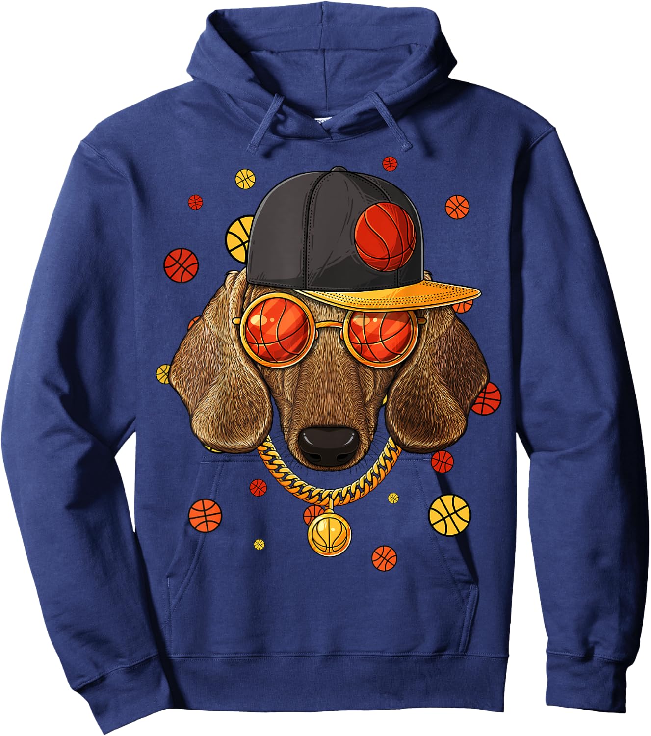 Dachshund Basketball Dog Bball Player Coach Sports Baller Women Girls Kids Hoodie - Hoodie | Navy