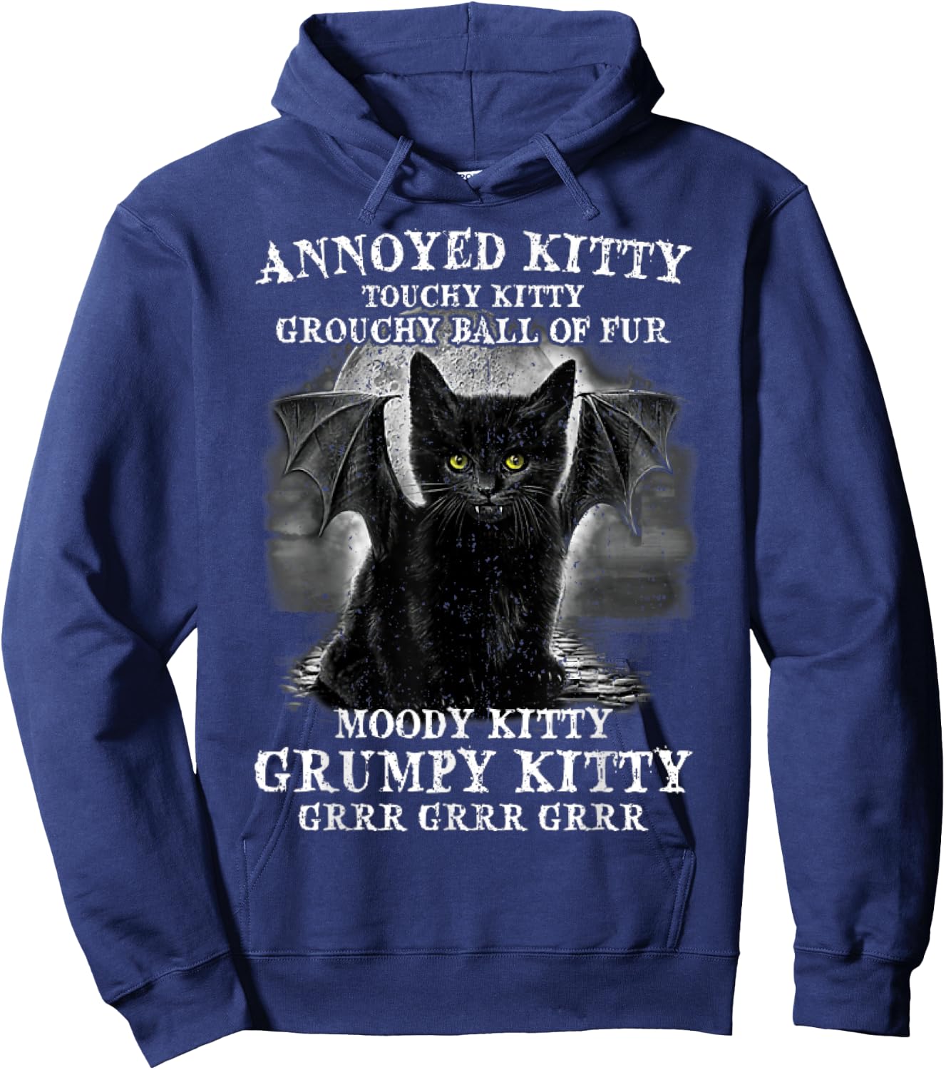 Cat Bat Annoyed Kitty Touchy Kitty Grouchy Ball Of Fur Women Hoodie - Hoodie | Navy