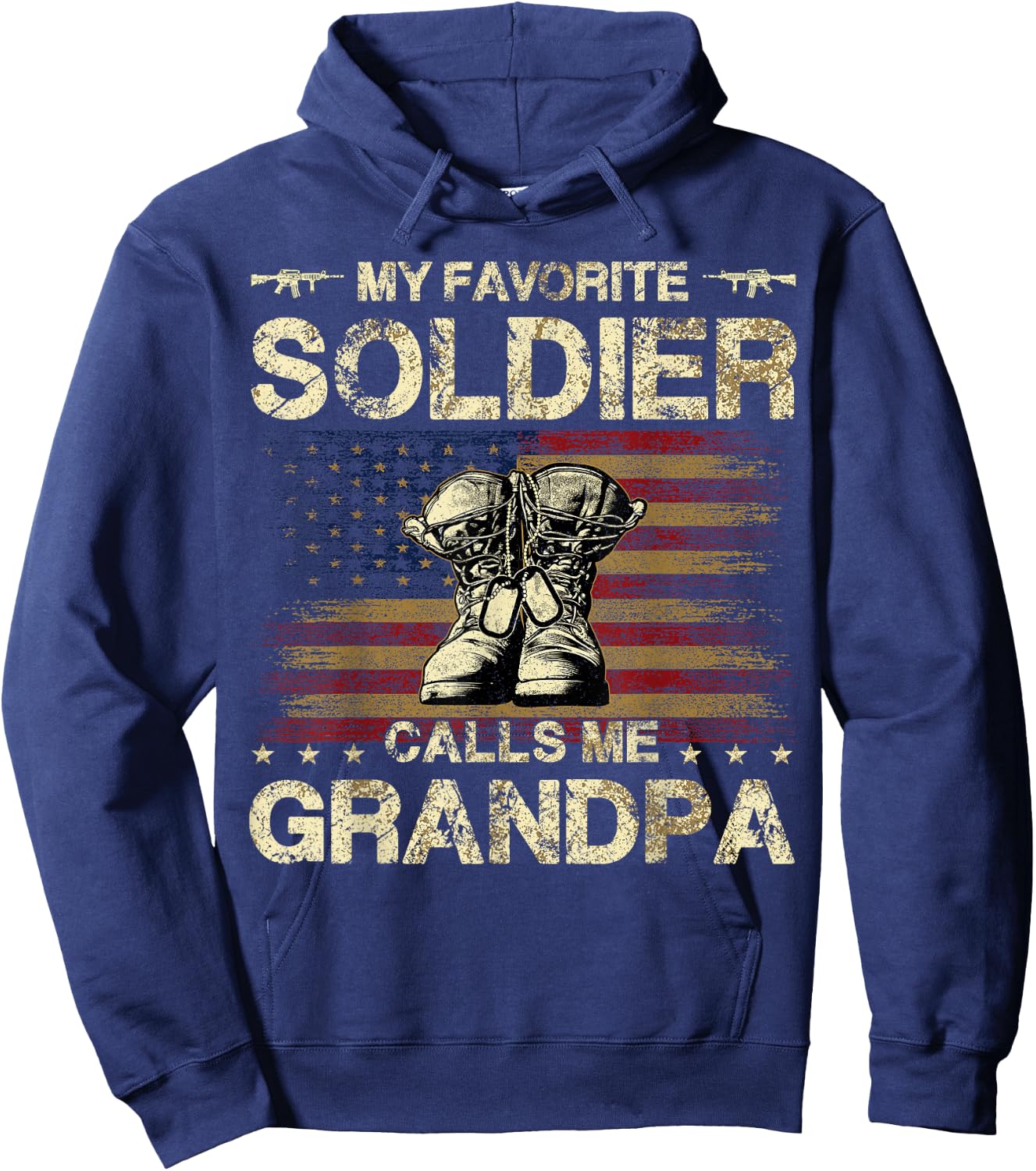 My Favorite Soldier Calls Me Grandpa | Proud Army Grandpa Hoodie - Hoodie | Navy