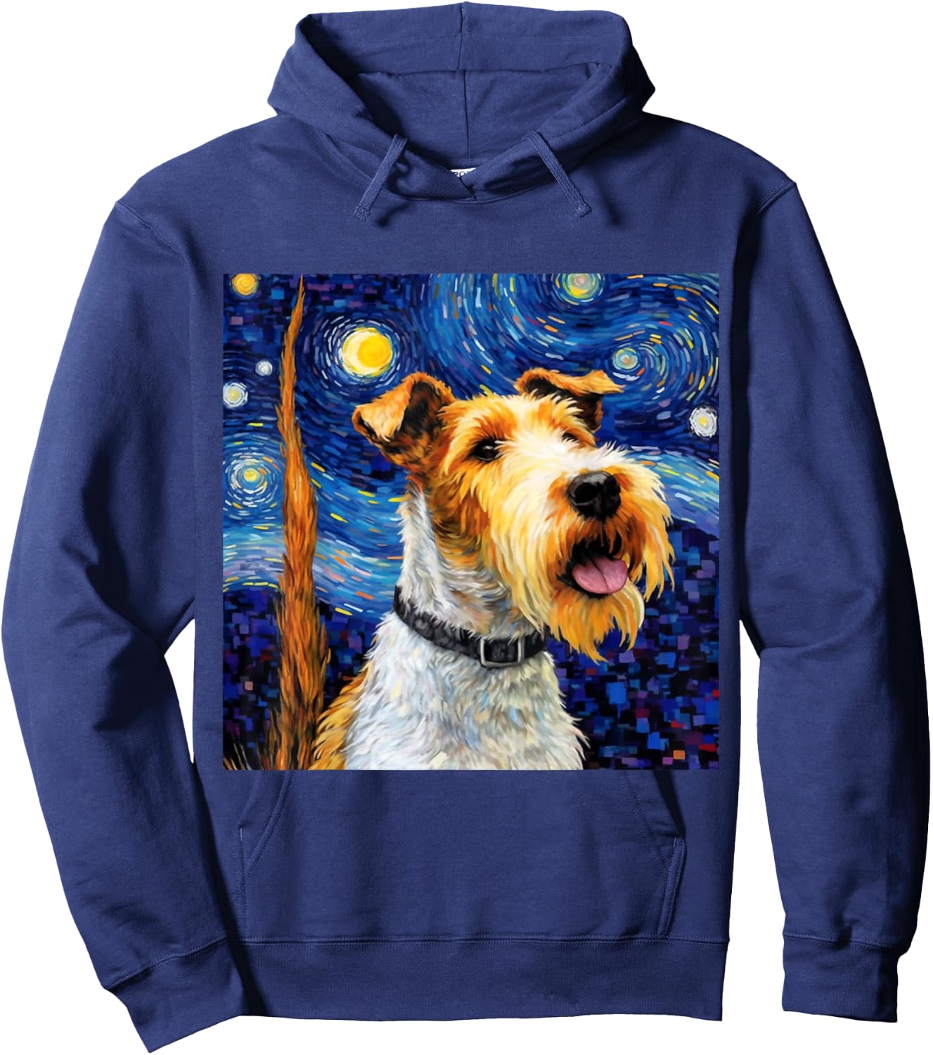 Wire Fox Terrier Starry Night - Wire Fox Terrier Hoodie - Hoodie | Navy