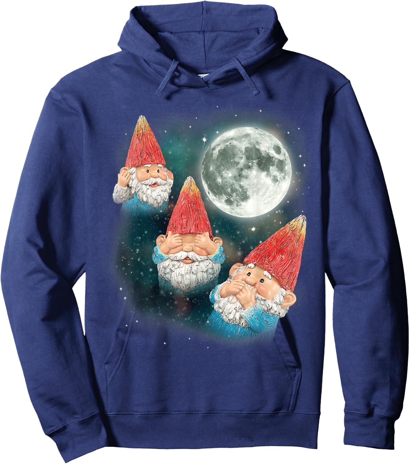 Gnome Shirt | 3 Gnome Moon Magical Galaxy Gnome Costume Hoodie - Hoodie | Navy