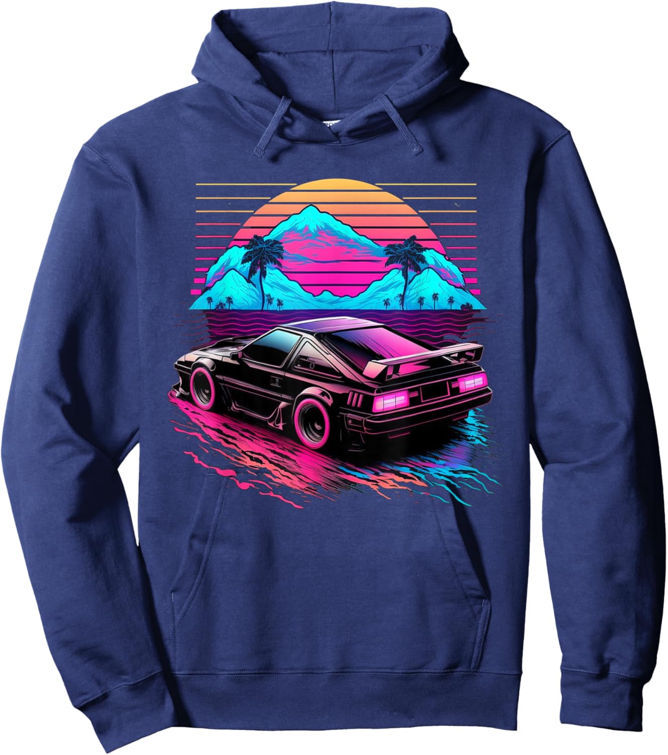 Japanese Retro Futuristic Synthwave Car Racing JDM Tuning Hoodie - Hoodie | Navy
