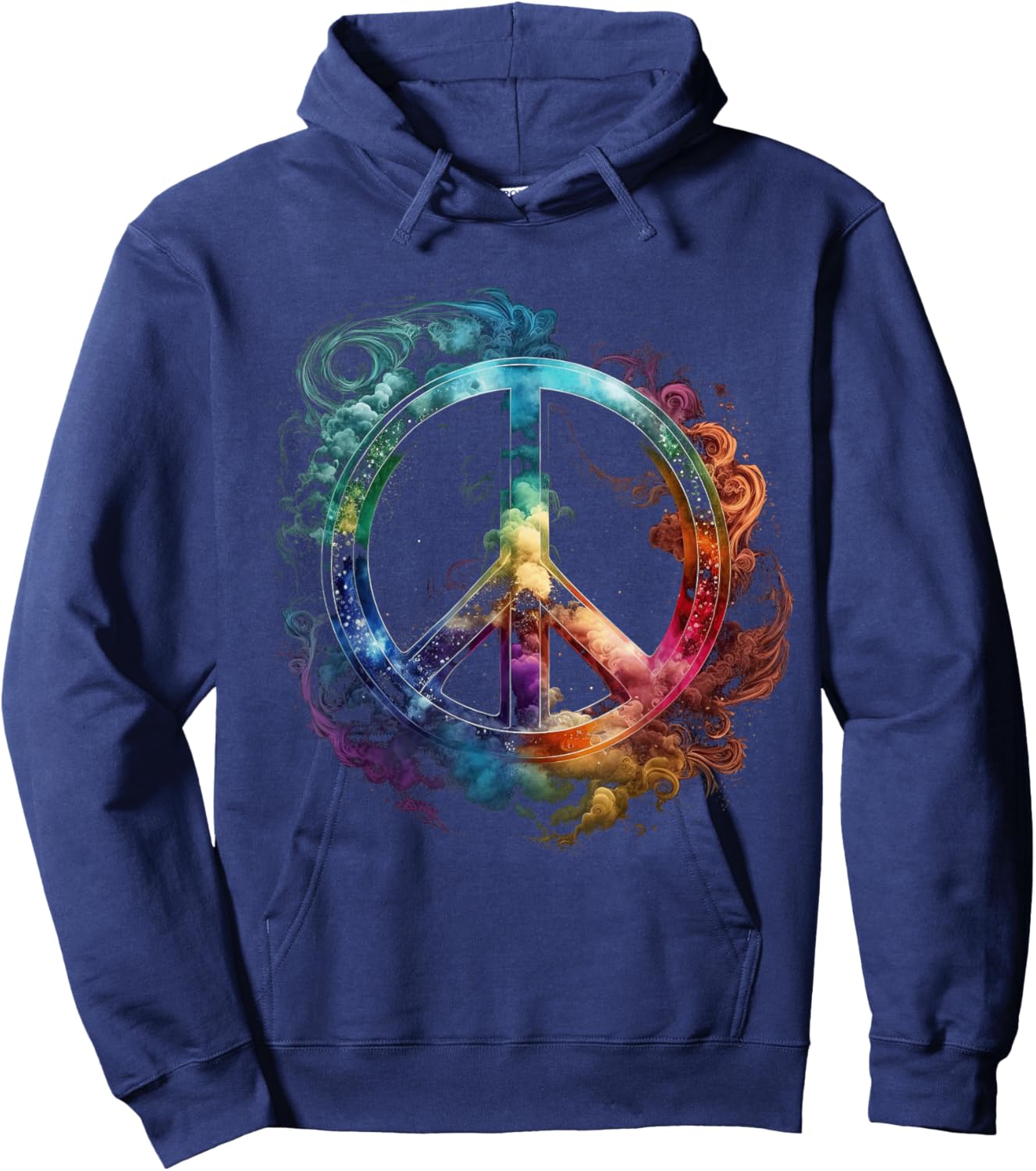 Peace sign of freedom hippie flower child space science Hoodie - Hoodie | Navy