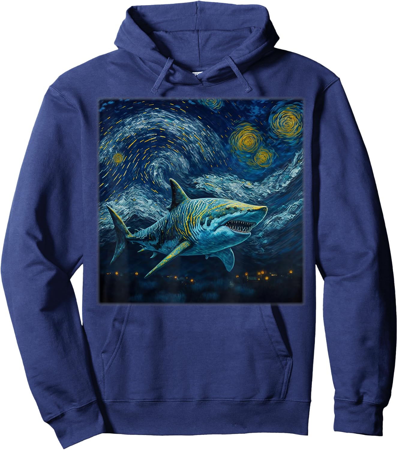 Surrealism Starry Night Tiger Shark Hoodie - Hoodie | Navy