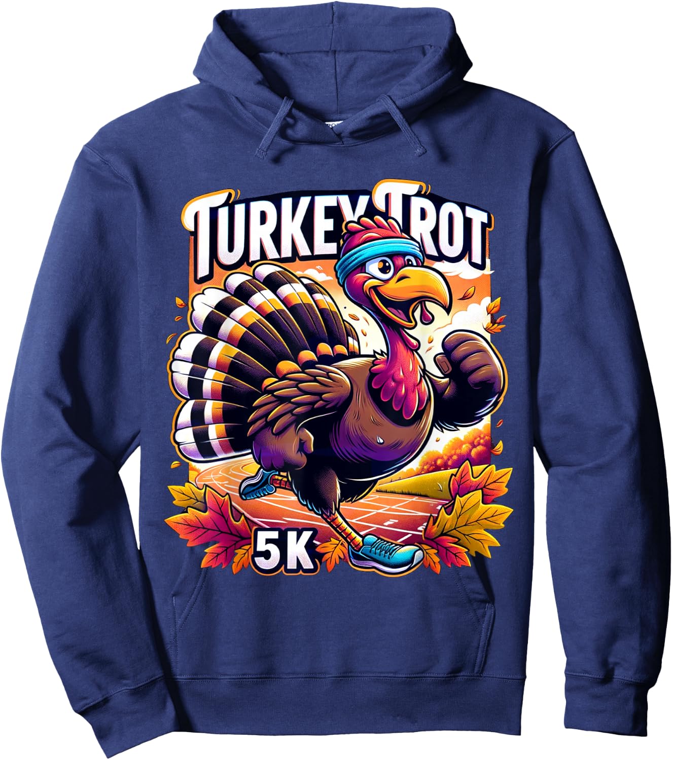 Turkey Trot Funny Thanksgiving 5k Race Running 5K Run Hoodie - Hoodie | Navy