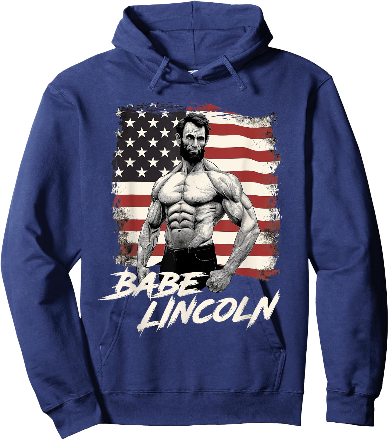 Funny Abraham Lincoln Shirt Retro USA July 4th Babe Lincoln Hoodie - Hoodie | Navy