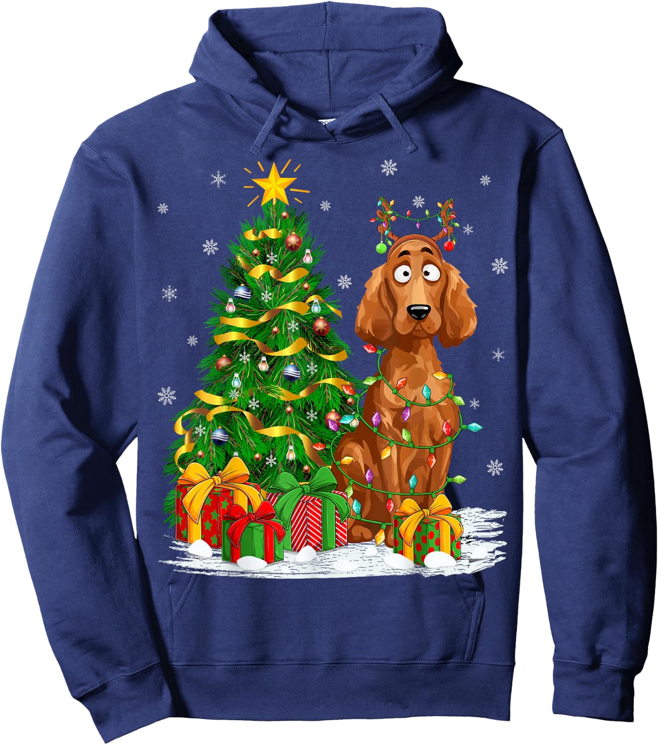 Irish Setter Dog Lover Xmas Lighting Irish Setter Christmas Hoodie - Hoodie | Navy