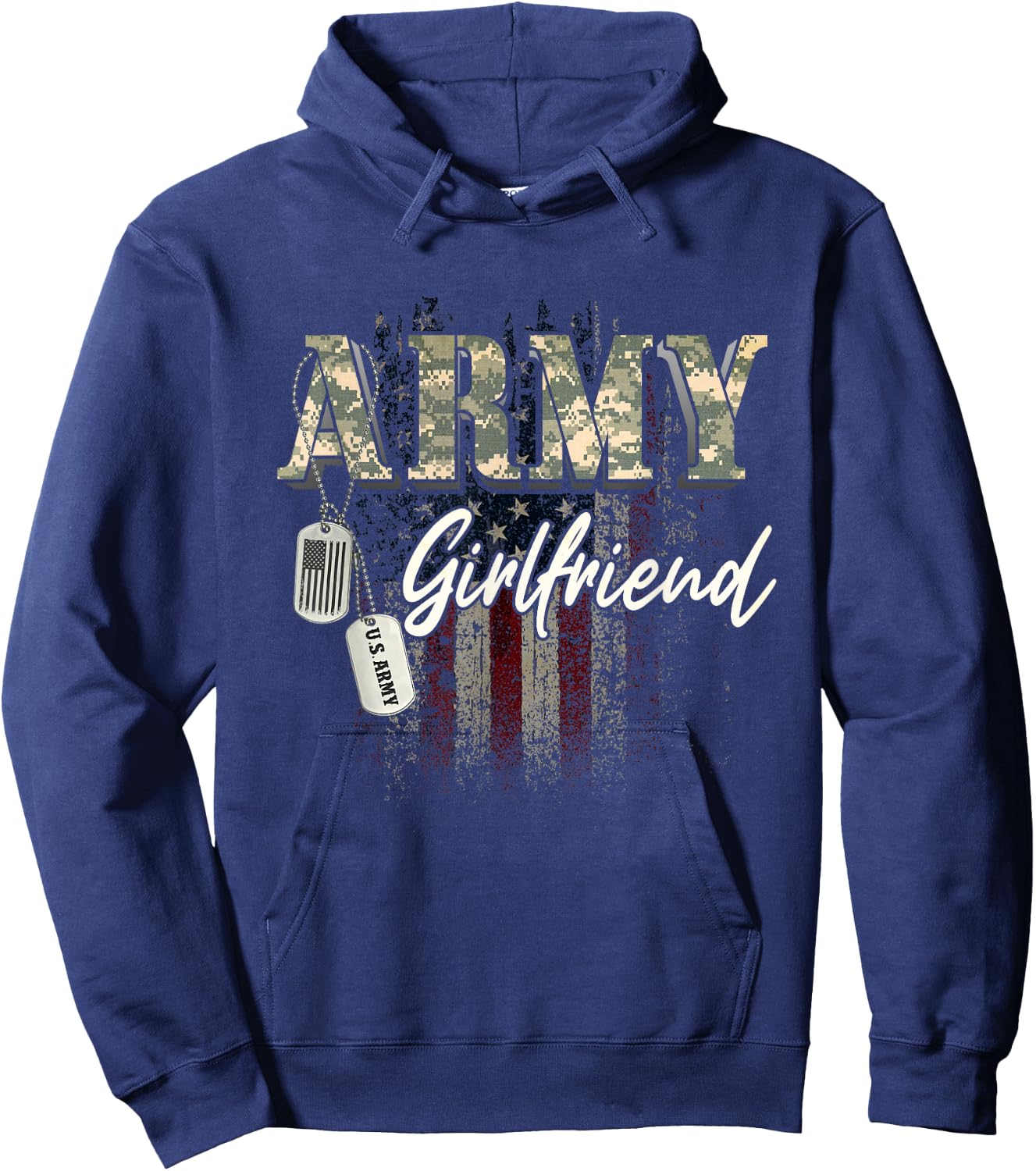 Proud Army Girlfriend American Veteran Military Gift Hoodie - Hoodie | Navy