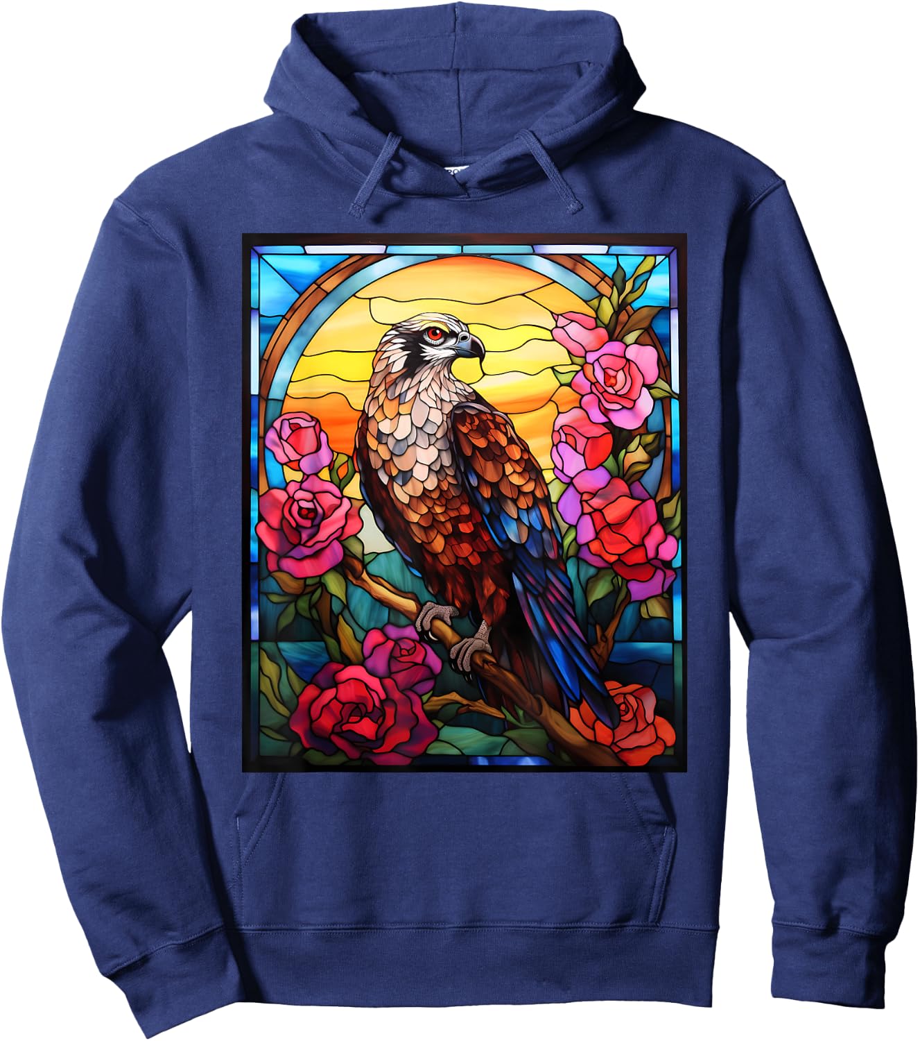 Stained Glass Style Osprey Hoodie - Hoodie | Navy