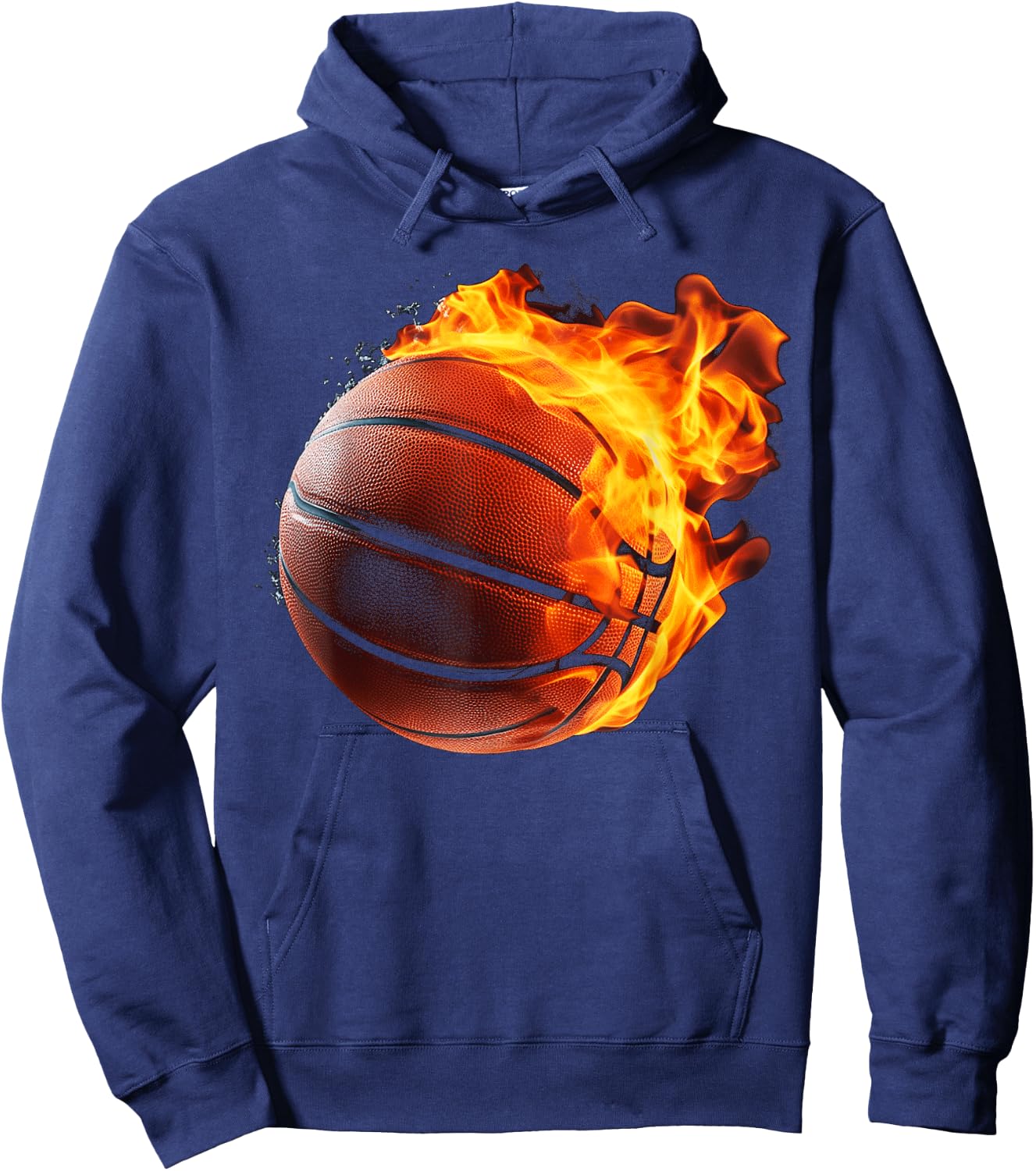 Fire Basketball Ball Flaming Basketball Player Hoodie - Hoodie | Navy