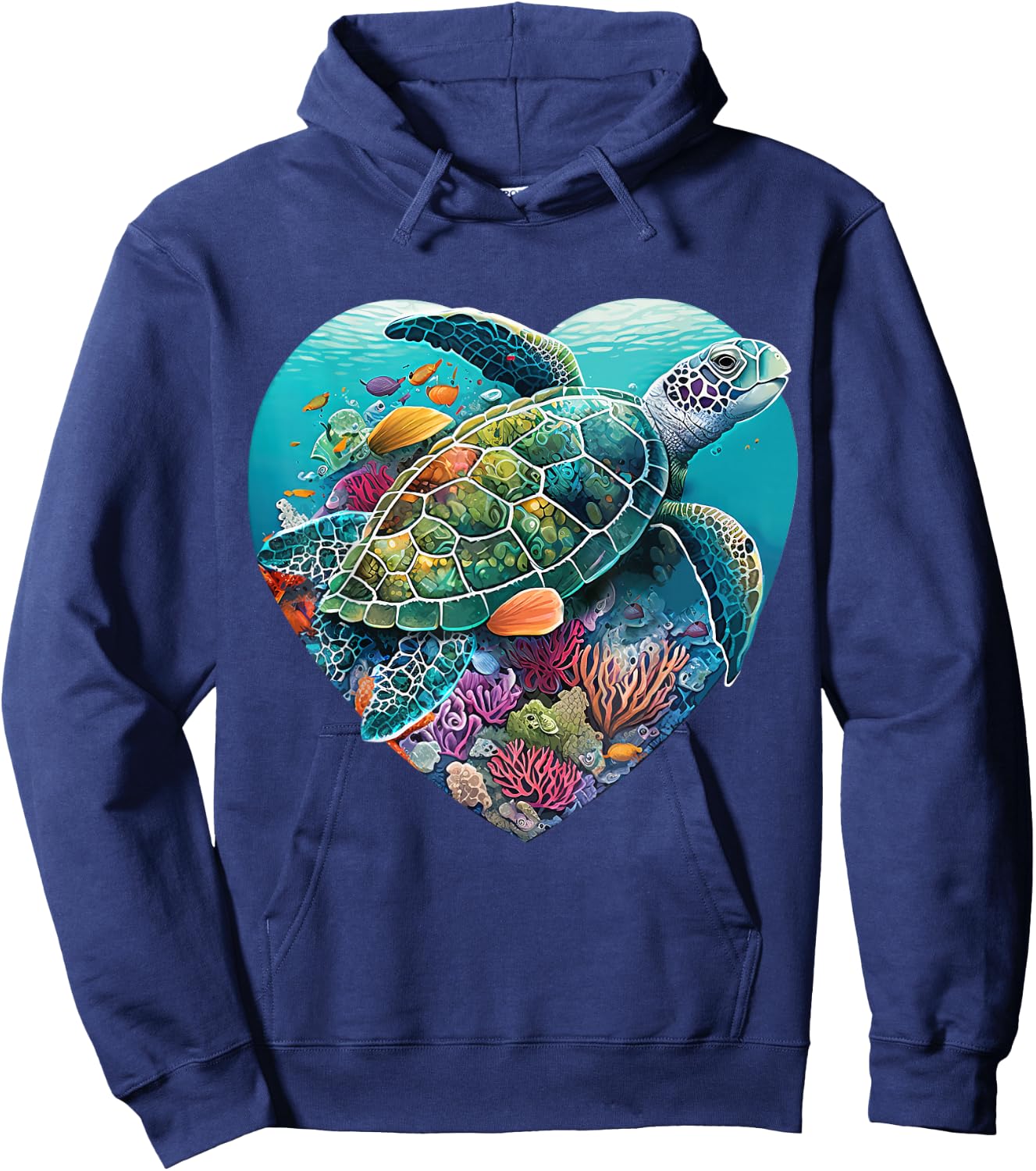 Sea Turtle Beach Lover Ocean Animal Graphic Novelty Hoodie - Hoodie | Navy