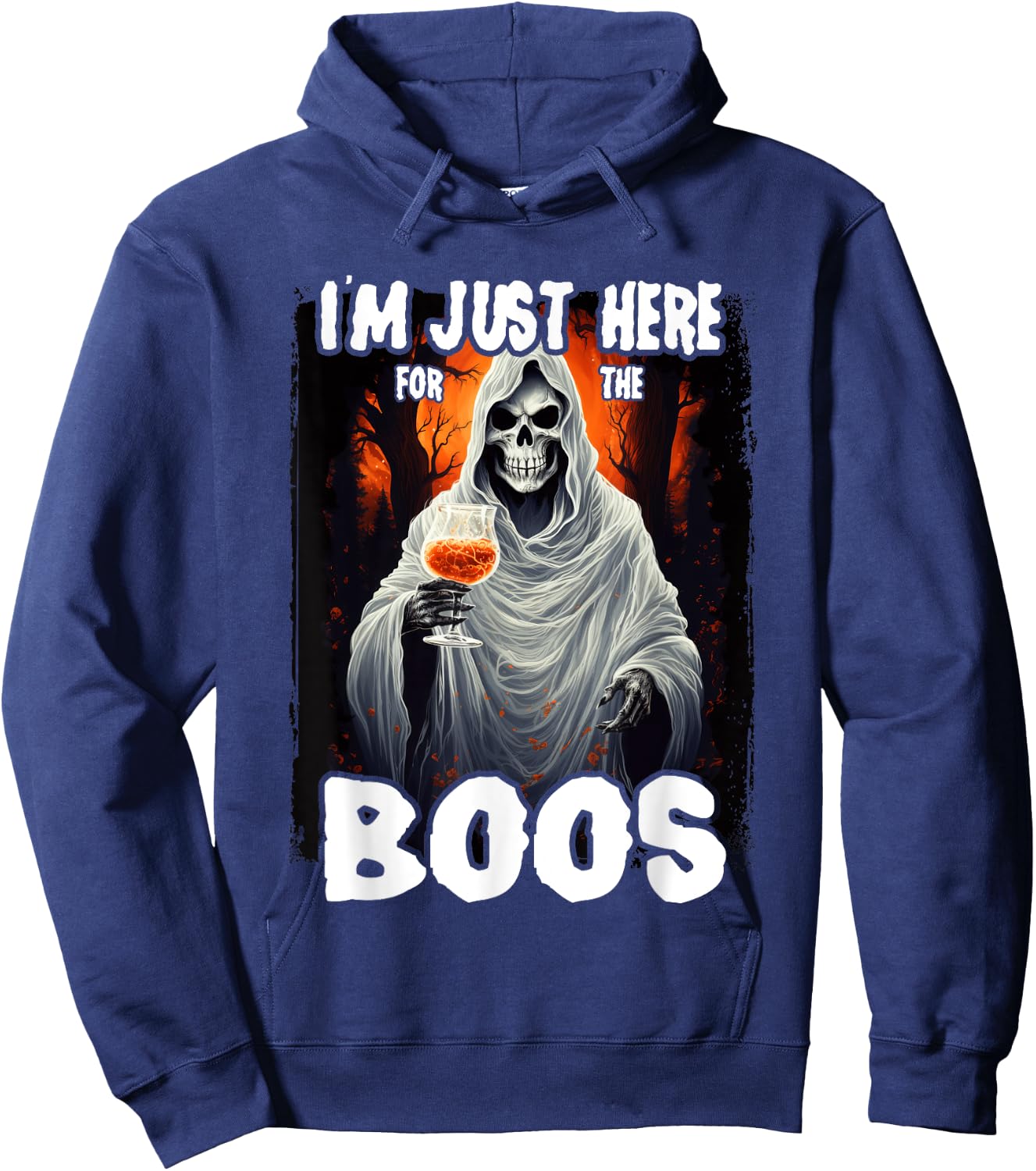 I'm Just Here For The Boos Ghost Funny Men Women Halloween Hoodie - Hoodie | Navy