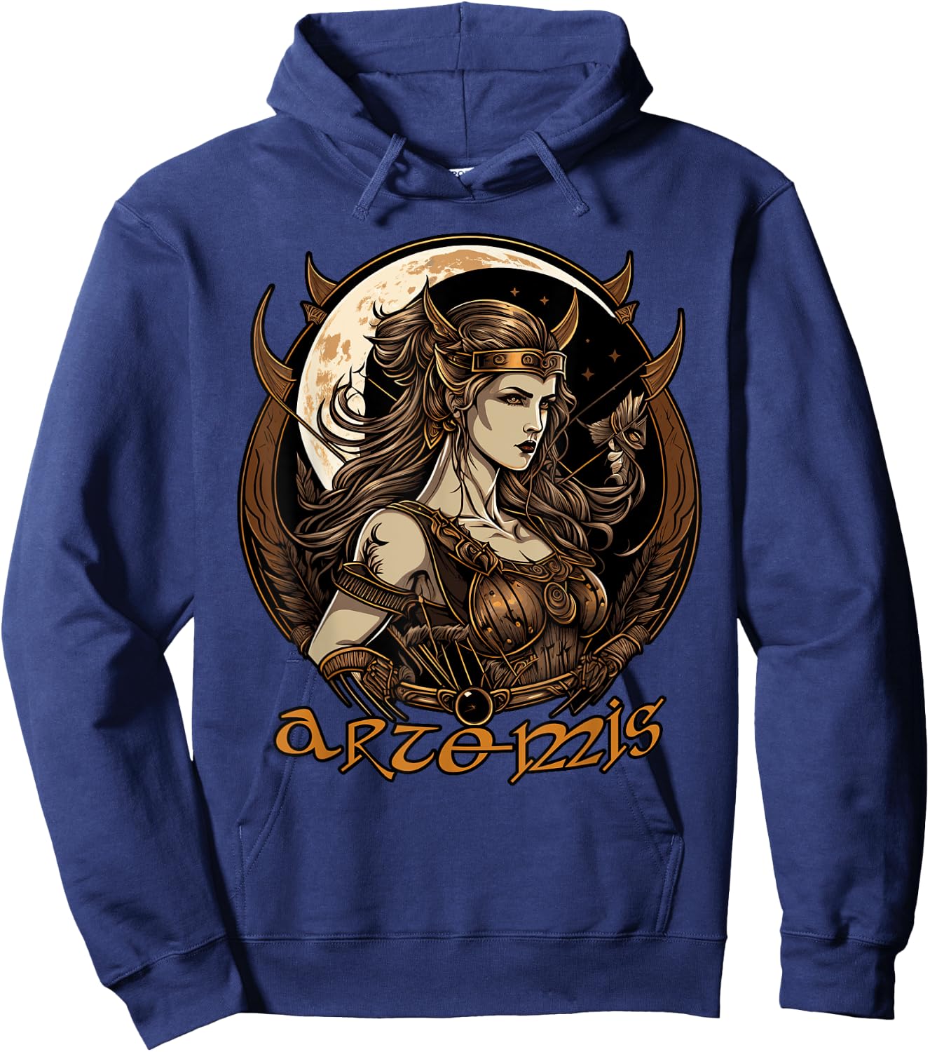 Greek Goddess Artemis Ancient Greece Deities - -Adults - Black - Small - Short Sleeve - - Regular Fit - Cotton 65%, Polyester 35% Hoodie - Hoodie | Navy