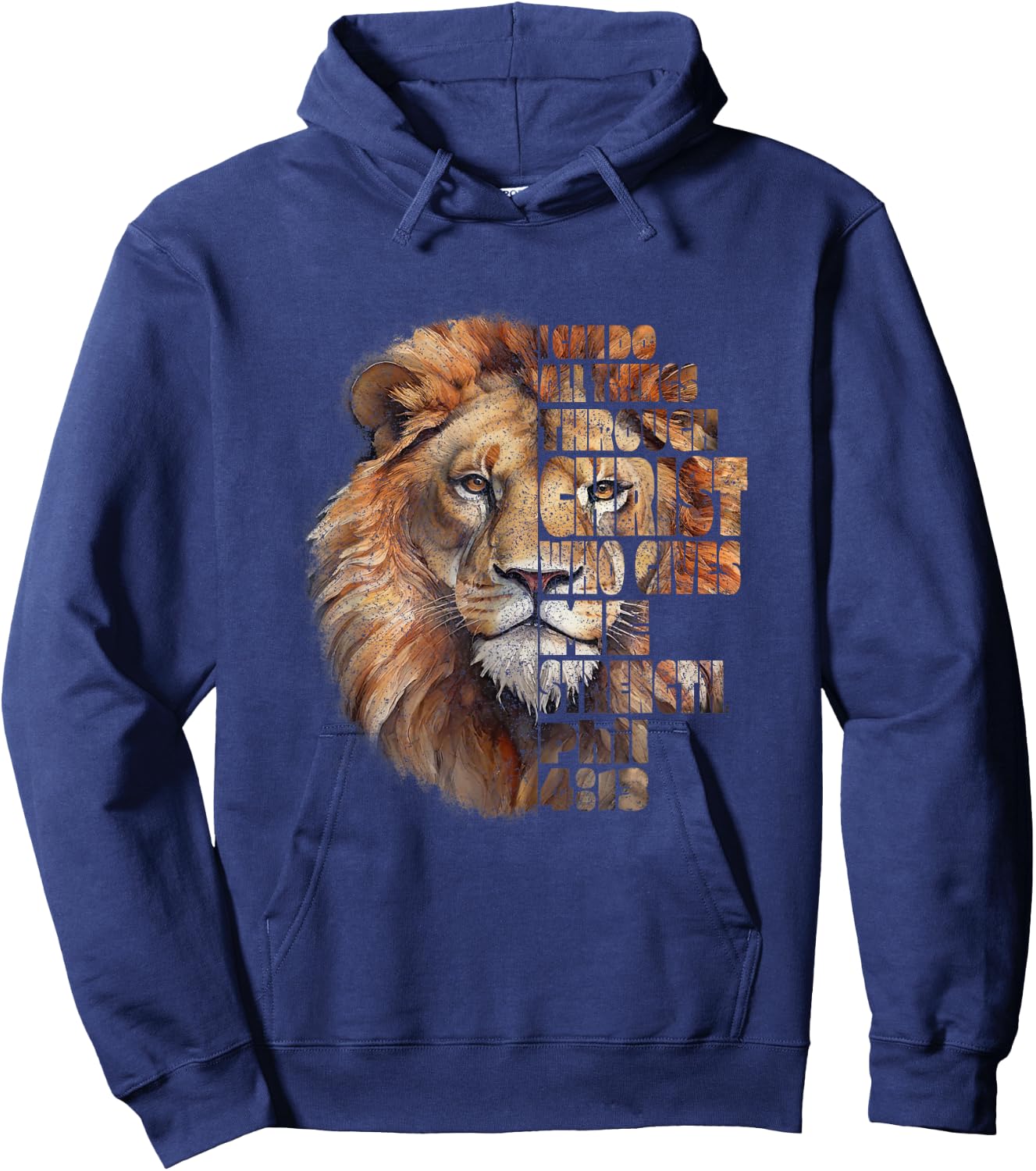 Philippians 4:13 Lion of Judah Hoodie - Hoodie | Navy