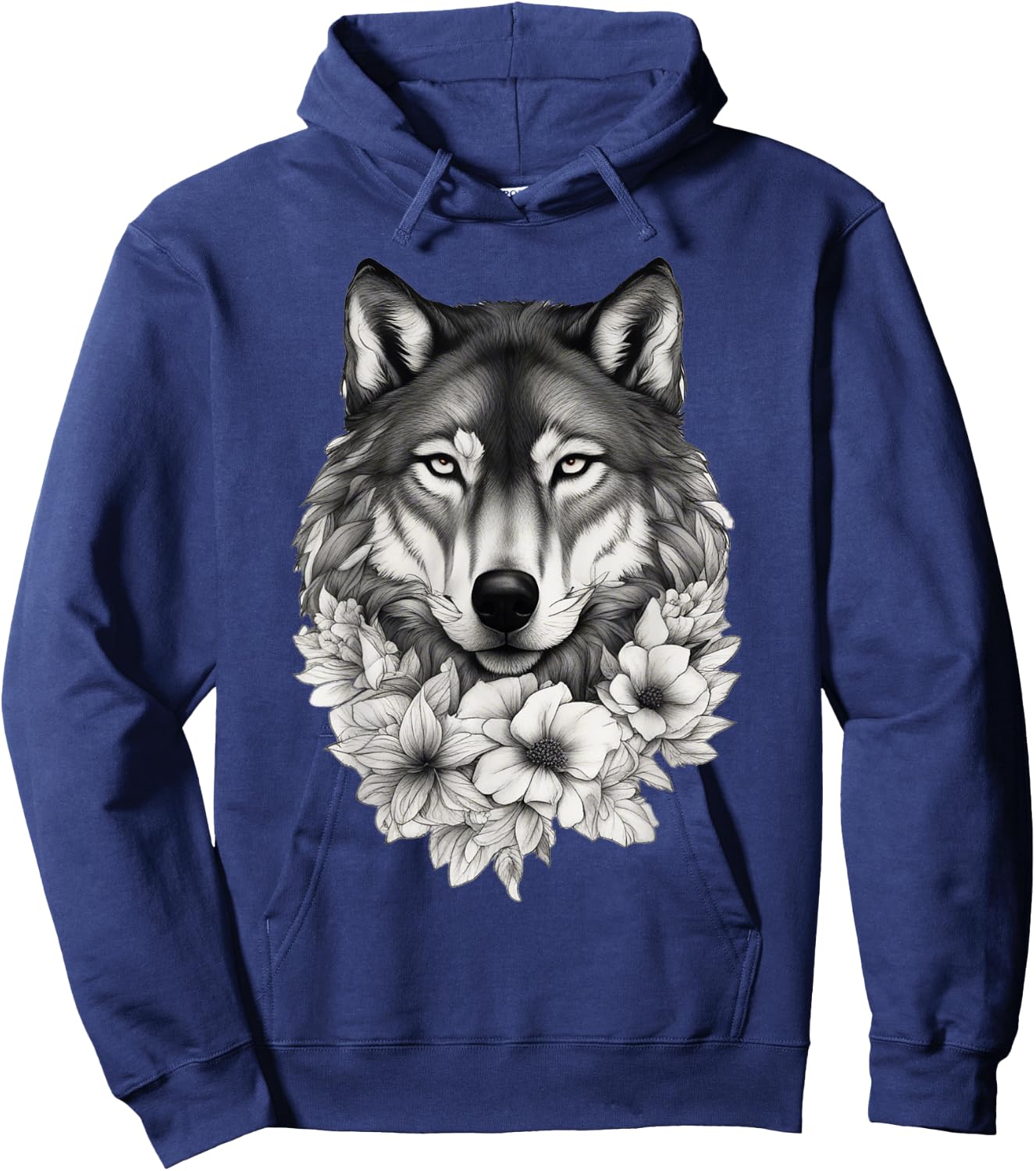 Floral Wolf Lover Flowers Wolf Face For Wolves Lover Hoodie - Hoodie | Navy
