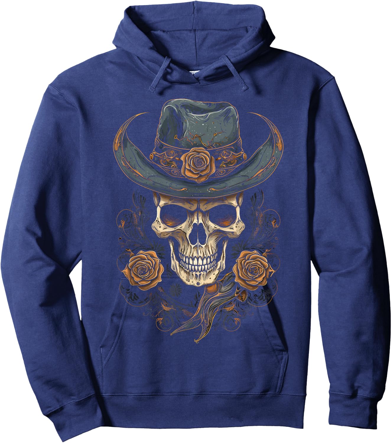 Gothic Y'allternative Aesthetic Western Skull , Men Hoodie - Hoodie | Navy