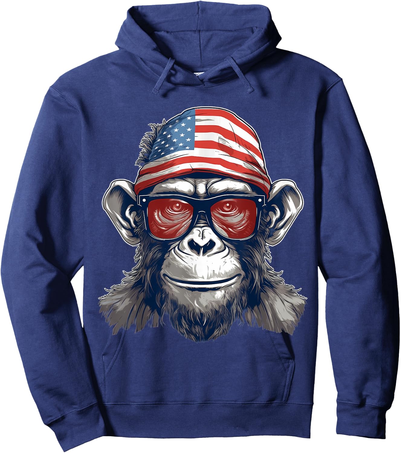 4th Of July US Flag Monkey Hoodie - Hoodie | Navy