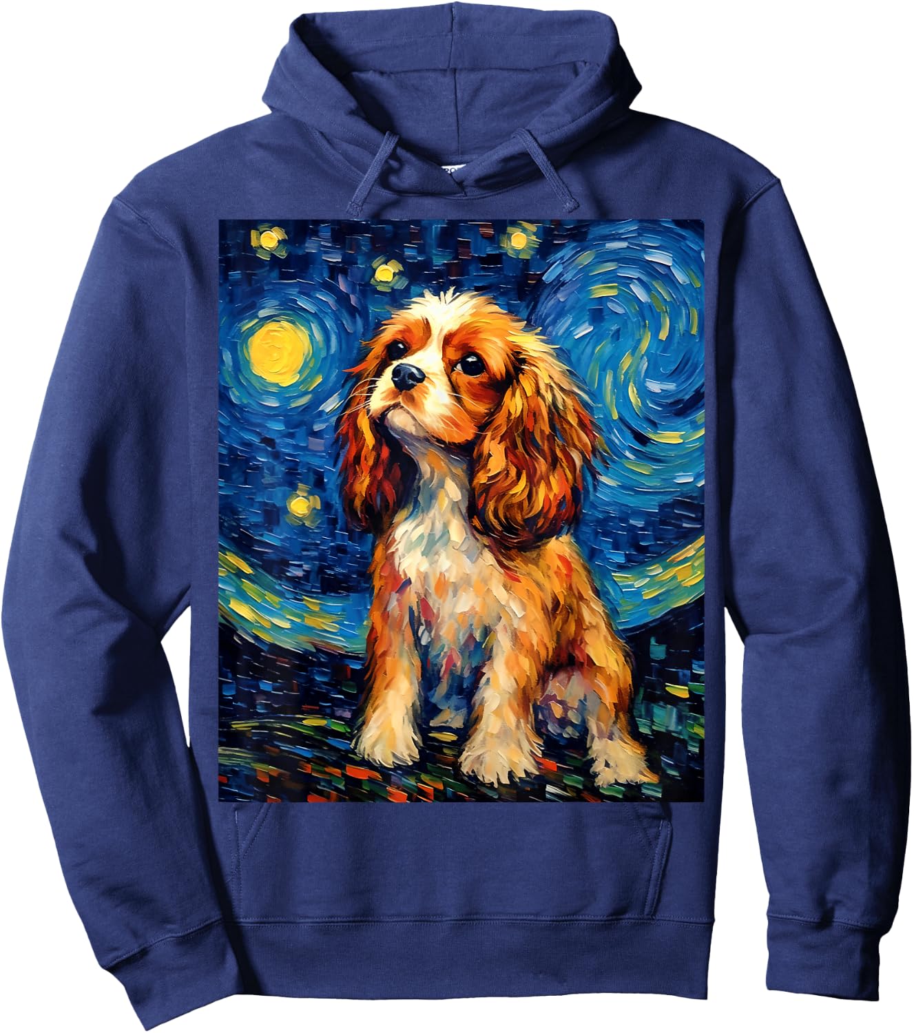 Surreal Starry Night Cavalier King Charles Spaniel Dog Hoodie - Hoodie | Navy