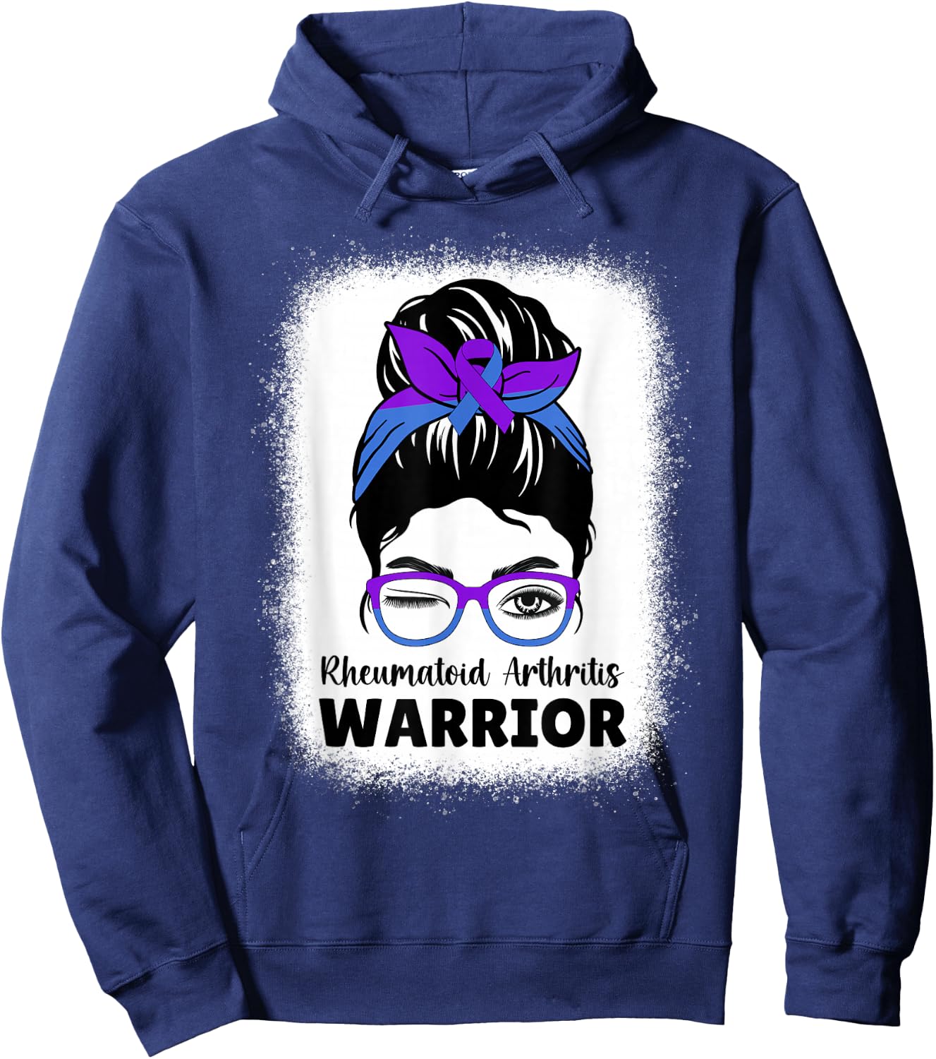 RA Rheumatoid Arthritis Awareness Warrior Women Messy Bun Hoodie - Hoodie | Navy