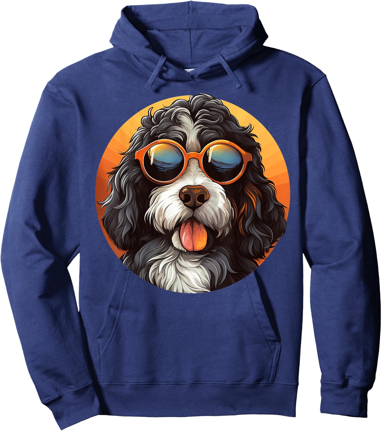 Cute Bernedoodle With Sunglasses Colorful Graphic Lover Dog Women Girls Kids Hoodie - Hoodie | Navy