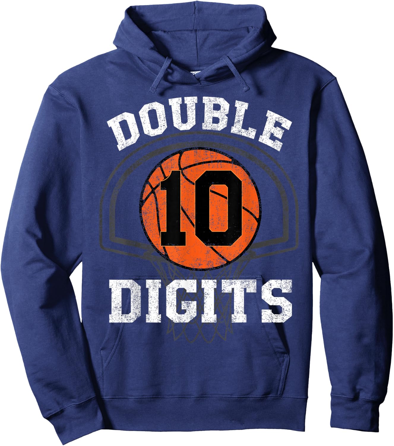 Double Digits 10th Birthday Decorations Boy Basketball Bday Hoodie - Hoodie | Navy