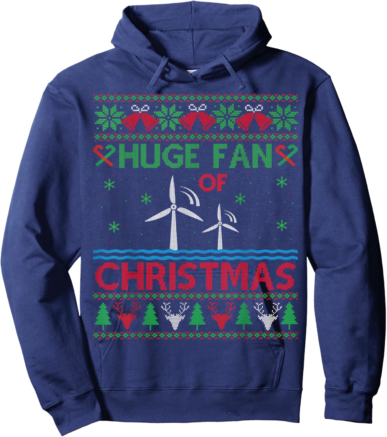 Offshore Renewables Ugly Christmas Sweater - Offshore Worker Hoodie - Hoodie | Navy