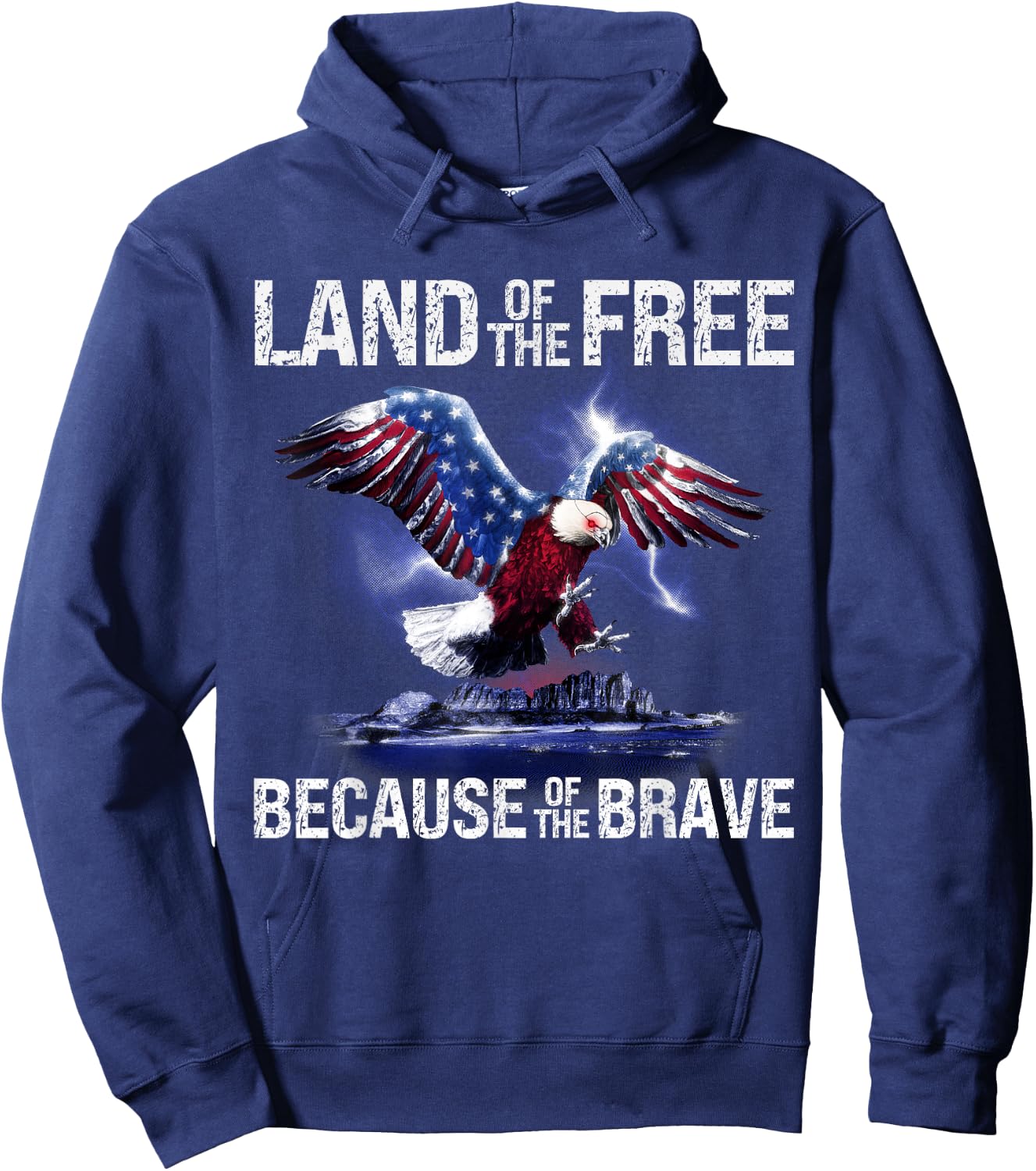 USA Eagle Land of the Free Because of the Brave Hoodie - Hoodie | Navy
