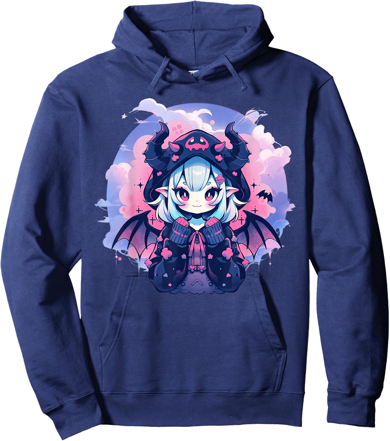 Anime Demon Girl Kawaii Succubus Pastel Goth Cute Witchcraft Hoodie - Hoodie | Navy